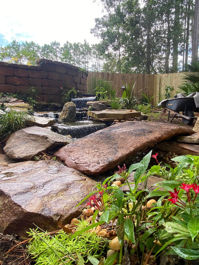 Koi Pond with Custom Faux Rock Bridge